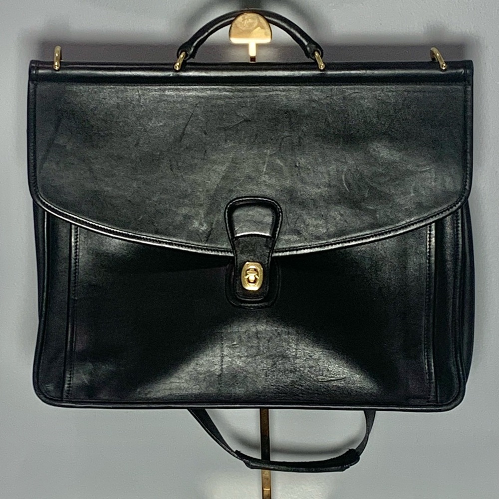 COACH 5266 Beekman Black Leather Bag Briefcase Shoulder Strap Vintage
